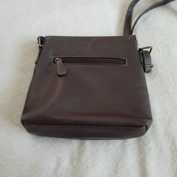 Roots Dark Brown Leather Small Front Flap Crossbody Bag Purse - Picture 5 of 14